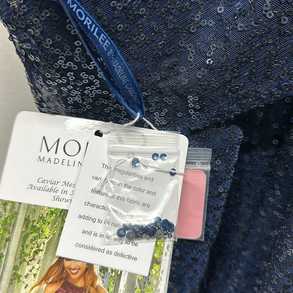 Morilee by Madeline Gardner Formal Dress Maxi Sequin Navy Blue New Plus Size 18 - Picture 5 of 10